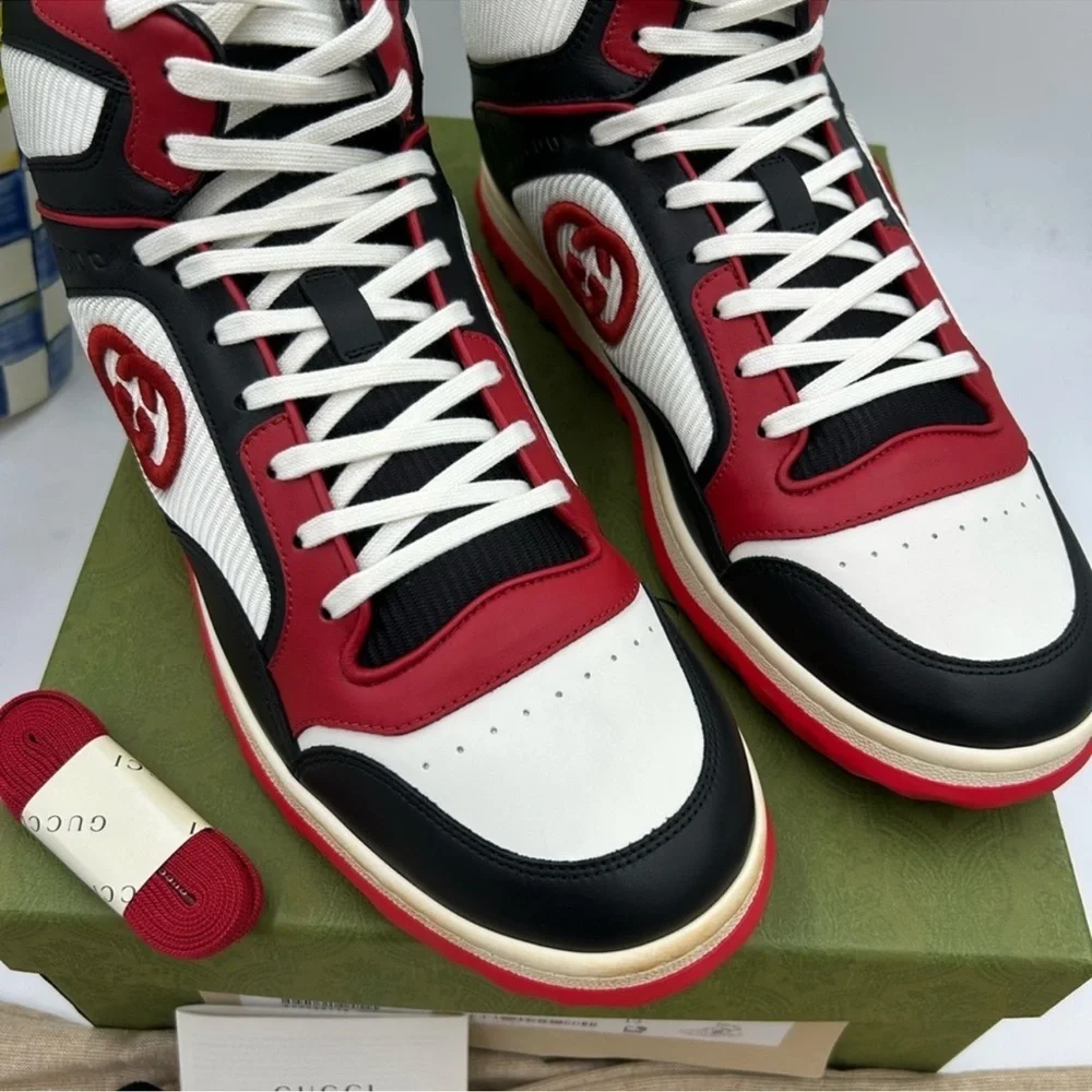Men’s Gucci Mac 80 high top leather sneakers size 13 made in Italy.